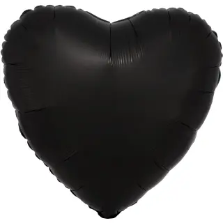 Anagram Folienballon Herz Schwarz Satin  ø45cm-1St