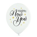 6 Luftballons Happy New Year Schwarz Weiß ø30cm