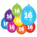 Globos Luftballon -Zahl 16- Mix  ø30cm-8St