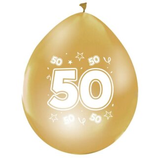 Globos Luftballon -Zahl 50- ø30cm Gold-8St