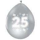 8 Luftballons -Zahl 25- Silber ø30cm nur für...