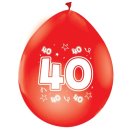 8 Luftballons Zahl 40 Rot ø30cm nur für...