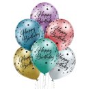 6 Luftballons Happy Birthday Spiegeleffekt Mix ø30cm