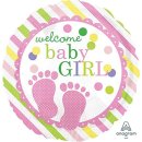 Luftballon Welcome Baby Girl Rosa Folie ø43cm