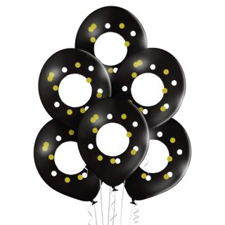 6 Luftballons zum Beschriften Schwarz ø30cm