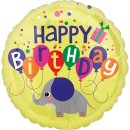 Luftballon Happy Birthday Elefant Folie ø45cm