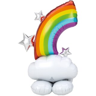 Anagram Folienballon Regenbogen mit Standfuß stehend 132cm-1St