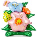 Partydeco Folienballon Blumen mit Standfuß stehend...