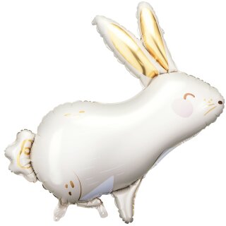Partydeco Folienballon Hase Weiß 88cm-1St