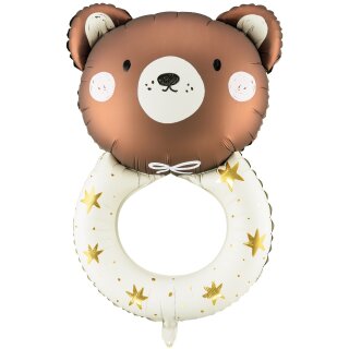 Partydeco Folienballon Teddybär Rassel 88cm-1St