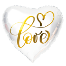 Folat Folienballon Love Weiß-Gold  ø45cm-1St