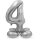 Folat Folienballon -Zahl 4- Silber mit Standfuß stehend 72cm-1St