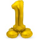 Folat Folienballon -Zahl 1- Gold mit Standfuß...