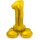 Luftballon -Zahl 1- stehend mit Standfuß Gold Folie ca 72cm nur Für Luftfüllung