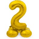 Folat Folienballon -Zahl 2- Gold mit Standfuß...
