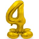 Folat Folienballon -Zahl 4- Gold mit Standfuß...