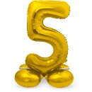 Folat Folienballon -Zahl 5- Gold mit Standfuß...
