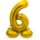 Folat Folienballon -Zahl 6- Gold mit Standfuß...