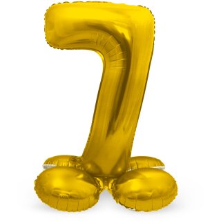 Folat Folienballon -Zahl 7- Gold mit Standfuß stehend 72cm-1St