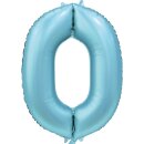 Globos Folienballon -Zahl 0- Blau-Hellblau Folie 86cm-1St