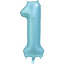 Luftballon -Zahl 1- Blau-Hellblau Satin Folie ca 86cm