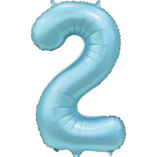 Globos Folienballon -Zahl 2- Blau-Hellblau Folie 86cm-1St
