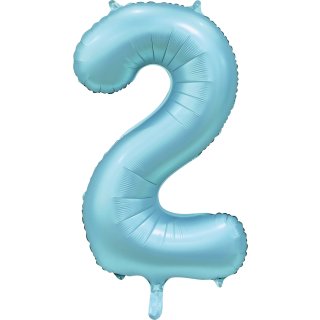 Luftballon -Zahl 2- Blau-Hellblau Folie ca 86cm