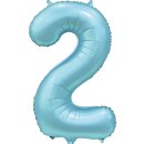 Globos Folienballon -Zahl 2- Blau-Hellblau Folie 86cm-1St