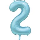 Luftballon -Zahl 2- Blau-Hellblau Satin Folie ca 86cm
