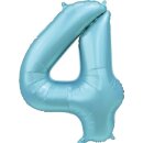 Globos Folienballon -Zahl 4- Blau-Hellblau Folie 86cm-1St