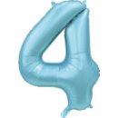 Luftballon -Zahl 4- Blau-Hellblau Satin Folie ca 86cm