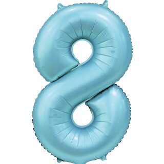 Globos Folienballon -Zahl 8- Blau-Hellblau Folie 86cm-1St