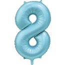 Luftballon -Zahl 8- Blau-Hellblau Satin Folie ca 86cm