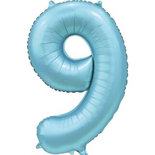 Globos Folienballon -Zahl 9- Blau-Hellblau Folie 86cm-1St