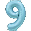 Globos Folienballon -Zahl 9- Blau-Hellblau Folie 86cm-1St