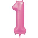 Luftballon -Zahl 1- Rosa Seidenglanz Folie ca 86cm