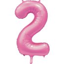 Luftballon Zahl 2 Rosa Seidenglanz Folie ca 86cm