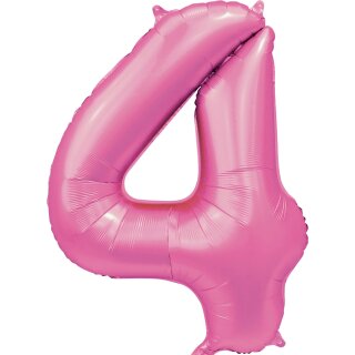 Globos Folienballon -Zahl 4- Rosa Folie 86cm-1St