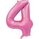 Luftballon Zahl 4 Rosa Seidenglanz Folie ca 86cm