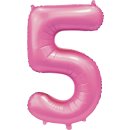 Luftballon Zahl 5 Rosa Seidenglanz Folie ca 86cm