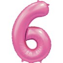 Globos Folienballon -Zahl 6- Rosa Folie 86cm-1St