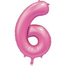 Luftballon -Zahl 6- Rosa Seidenglanz Folie ca 86cm