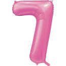Luftballon Zahl 7 Rosa Seidenglanz Folie ca 86cm