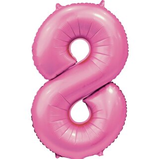 Globos Folienballon -Zahl 8- Rosa Folie 86cm-1St