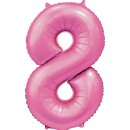 Globos Folienballon -Zahl 8- Rosa Folie 86cm-1St