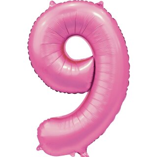 Globos Folienballon -Zahl 9- Rosa Folie 86cm-1St