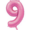 Luftballon -Zahl 9- Rosa Seidenglanz Folie ca 86cm