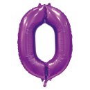 Luftballon -Zahl 0- Violett Folie ca 86cm