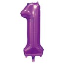 Luftballon Zahl 1 Violett Seidenglanz Folie ca 86cm