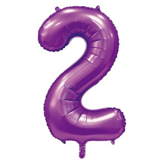 Luftballon -Zahl 2- Violett Folie ca 86cm